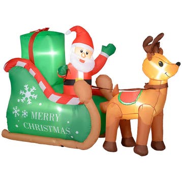 TRUUSK Opblaasbare Kerstdecoratie - 2,1 M Kerstman Met Slee, Verzenden, Nieuw