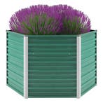 vidaXL Plantenbak verhoogd 129x129x77 cm gegalvaniseerd, 100 cm of meer, Verzenden, Nieuw, Metaal