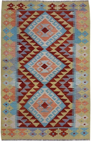 Handgeweven Designer Kelim – Afghan Design - Kelim - 126 cm, Nieuw