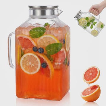 Glazen Kan 3.8L met Deksel & Borstel - Hittebestendig Borosi, Antiek en Kunst, Verzenden