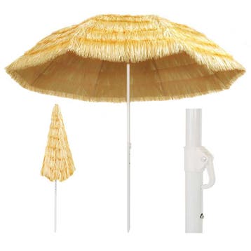 vidaXL Strandparasol Hawaï stijl 300 cm naturel, Verzenden, Nieuw, 2 tot 3 meter, Strandparasol