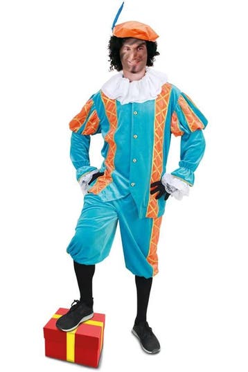 Piet kostuum Diego turquoise/oranje unisex — XL, Ophalen of Verzenden, Nieuw