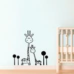 Grote muur- of deur stickerset met 2 giraffen en 4 boompjes, Verzenden, Nieuw, Wanddecoratie