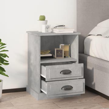 vidaXL Nachtkastjes 2 st 43x36x60 cm betongrijs, Minder dan 45 cm, Verzenden, Nieuw, 55 tot 70 cm