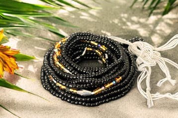 Waist Beads / Afrikaanse Heupketting -  Afiangbe - Zwart / g, Sieraden, Tassen en Uiterlijk, Kettingen, Ophalen of Verzenden, Nieuw