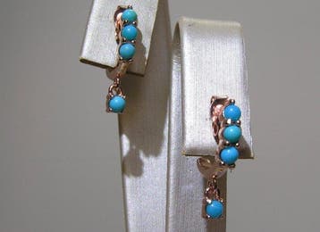 Turquoise Oorbellen - Hoogte: 14.4 mm - Breedte: 17.8 mm-