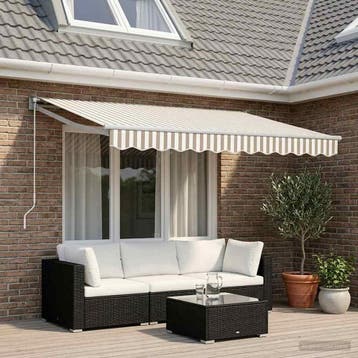 vidaXL Handmatige Zonnescherm 3 x 2,5 m Lichtgrijs en wit, Verzenden, Nieuw