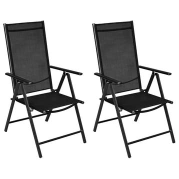vidaXL Opklapbare stoelen, 2 stuks, aluminium en textiel,, Tuin en Terras, Verzenden, Nieuw