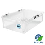 Opbergdoos Transparant met wieltjes 60x40x17cm - 24L, Verzenden, Nieuw