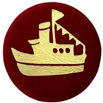 Baretspeld / button met de stoomboot rood, Diversen, Ophalen of Verzenden, Nieuw