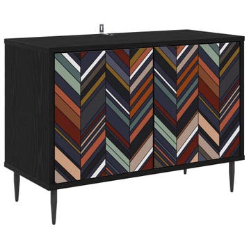 vidaXL Tv-meubel OMMEN 69 x 33 x 50,5 cm Zwart eiken Bewerkt, Minder dan 50 cm, Verzenden, Nieuw, Minder dan 100 cm