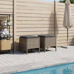 vidaXL Tuinvoetenbank 2 Stuk Grijs en Donkergrijs 38 x 38 x, Verzenden, Nieuw, Rotan