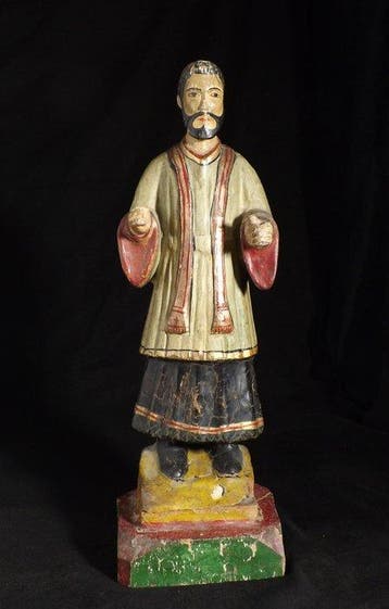 Figuur - Large Colonial Polychrome Carved Wooden Saint