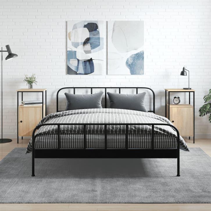 vidaXL Nachtkastjes 2 st 41x31x80 cm sonoma eikenkleurig, Huis en Inrichting, Slaapkamer | Nachtkastjes, Nieuw, Minder dan 45 cm