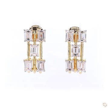 Oorbellen - 14 karaat Geel goud - 2.99ct. tw. Diamant, Nieuw