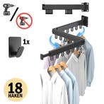 PLAY IT Wanddroogrek 127cm Inklapbaar 18 Haken Zwart Wasrek, Verzenden, Nieuw, Wasrek