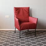 2x Montis Charly Fauteuil Donkerrood Leer - Zwart/Dop, Ophalen, Minder dan 75 cm, Zo goed als nieuw, Leer
