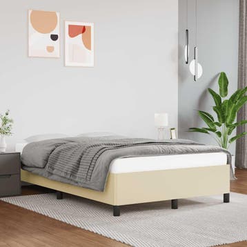 vidaXL Bedframe zonder matras 120x190 cm kunstleer crème, Huis en Inrichting, Slaapkamer | Bedden, Overige materialen, Verzenden