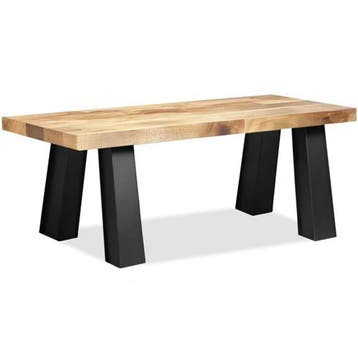 Bank | Hout/Staal | Hout (Mango) | Zwart Frame | Indoor |, Verzenden, Nieuw in verpakking