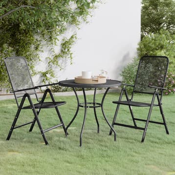 vidaXL 3-delige Tuinset metaalgaas antracietkleurig, Verzenden, Nieuw, 2 zitplaatsen, Tuinset