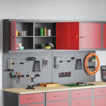 vidaXL Gereedschapskast set met plank 6 st Rood Gepoedercoat, Verzenden, Nieuw