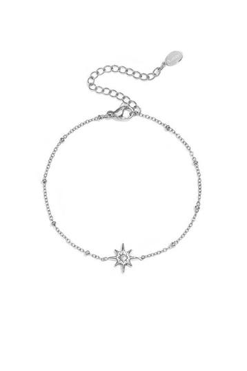 Goudlief Armband met bolletjes en vallende ster met steen, Verzenden, Nieuw, Zilver, Overige materialen