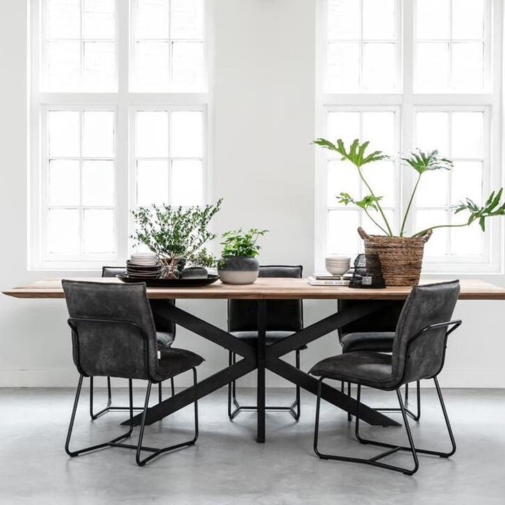 *WOONWINKEL* DTP Home Timeless Teak Tafel Curves Met Kruispo, Huis en Inrichting, Tafels | Eettafels, Nieuw, Verzenden
