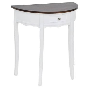 vidaXL Wandtafel met lade halfrond bruin, Verzenden, Nieuw, Hout, 60 cm of meer