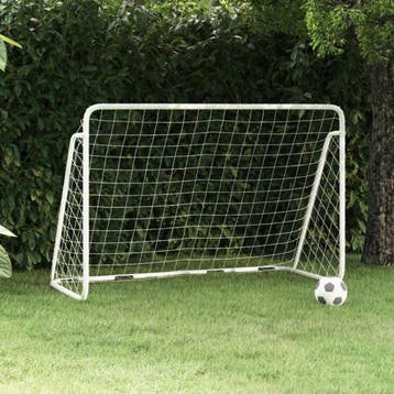 vidaXL Voetbaldoel met net 180x90x120 cm staal wit, Verzenden, Nieuw