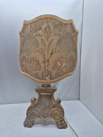 Tafellamp - Hout - gegraveerd bladgoud