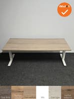 Refurbished - Ultrajust zit-sta bureau - wit onderstel - maa, Werkplek, Ophalen of Verzenden, Gebruikt, Bureau