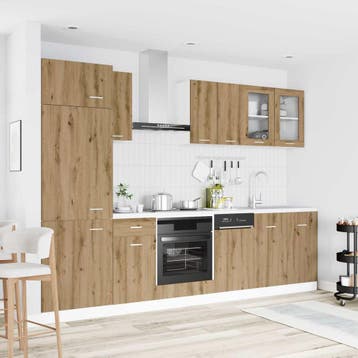 vidaXL Keuken Eenheid Lyon 8 st Artisanaal eiken Bewerkt, Huis en Inrichting, Keuken | Keukenelementen, Verzenden, Nieuw, Bruin