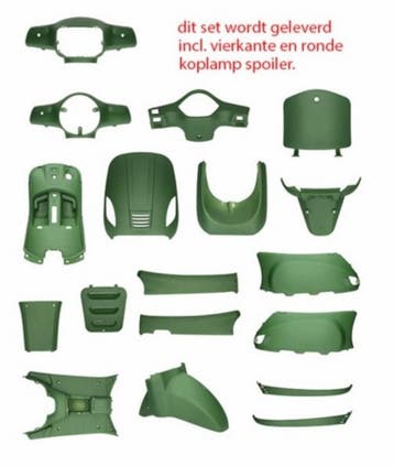 Kappenset Mat Groen RSO Sense/Vx50 (S)/Riva (S)/Vespa-look (, Fietsen en Brommers, Brommeronderdelen | Scooters, Verzenden, Nieuw