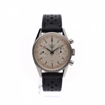 Heuer Carrera Red Tachymeter 3647t; Vintage Heren Horloge, Overige merken, Leer, Polshorloge, Ophalen of Verzenden
