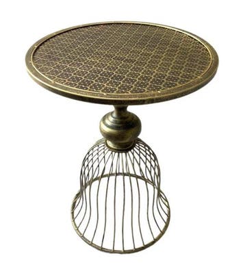 Hand painted brass color iron table - Salontafel - IJzer,