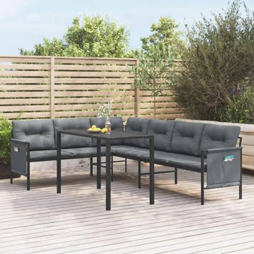 vidaXL 2-delige Tuinset staal antracietkleurig, Verzenden, Nieuw, Rvs, Tuinset