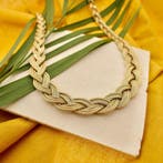 Gouden gevlochten vossenstaart schakelcollier (Ketting), Ophalen of Verzenden, Gebruikt, Overige kleuren, Goud