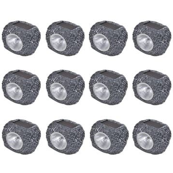 vidaXL Outdoor Spotlight solar LED 12 st steenvormig, Verzenden, Nieuw, Kunststof, Zonne-energie