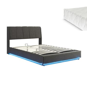 Tweepersoonsbed Tröstiar met matras en LED 160x200 cm zwart, Verzenden, Nieuw