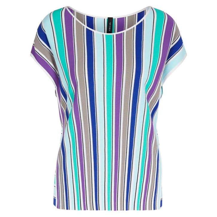 Marc Cain • verticaal gestreepte top • S (N2), Kleding | Dames, Tops, Blauw, Nieuw, Maat 36 (S), Verzenden