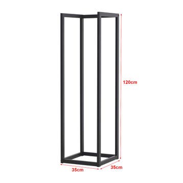 [en.casa] Brandhout rek Tanum houtopslag 35x35x120 cm zwart, Verzenden