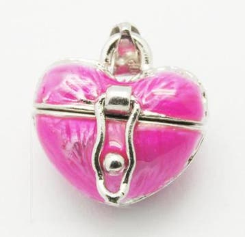 Wensdoosje of prayerbox met fuchsia emaille 18mm x 18mm x..., Ophalen of Verzenden, Nieuw, Bedel