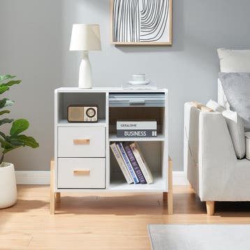 Dressoir Kvaefjord sideboard wit grijs en naturel 66x60x40 c, Verzenden, Nieuw