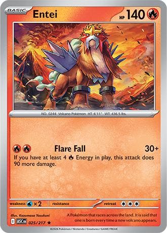 Entei 025/217 Holo Ascended Heroes, Ophalen of Verzenden, Nieuw, Losse kaart, Foil