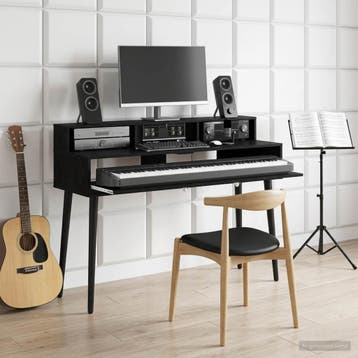 vidaXL studiobureau Zwart eiken 110 x 42,5 x 36 cm Bewerkt, Verzenden, Nieuw