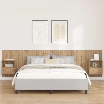 vidaXL Hoofdbord Met Kast 3 st Artisan Eiken Bewerkt hout, Huis en Inrichting, Slaapkamer | Bedden, Verzenden, Nieuw, Bruin, Hout