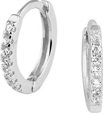 The Jewelry Collection - Klapoorringen Zirkonia - Zilver, Verzenden, Nieuw