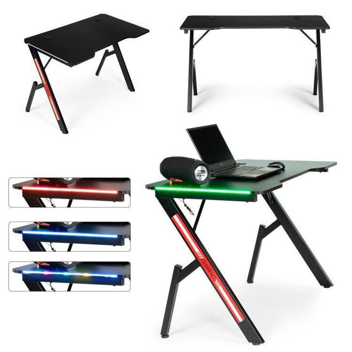 Modern Home gaming desk met RGB LED verlichting - game, Huis en Inrichting, Bureaustoelen, Ophalen of Verzenden