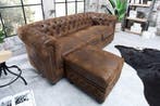 Chesterfield 3-zitsbank 205cm antiekbruin met knoopstiksel, Ophalen of Verzenden, Nieuw