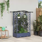 vidaXL Verhoogd Bed met Trellis en Dak Grijs 124 x 40 x 126, Tuin en Terras, Bloembakken en Plantenbakken, Verzenden, Nieuw, Minder dan 60 cm